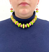 Pink and Green Necklace and Earring Combination Great For Spring and Summer! - RealThreads